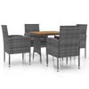 vidaXL Set da Pranzo per Esterni 5 pz in Polyrattan Grigio