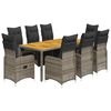 vidaXL Set Bistr&ograve; da Giardino 9 pz con Cuscini in Polyrattan Grigio