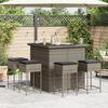 vidaXL Set Bar da Giardino 3pz con Cuscini Grigio in Polyrattan