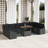 vidaXL Set Divano da Giardino 11 pcs Nero Poly Rattan