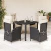 vidaXL Set da Pranzo da Giardino 5 pz Nero con Cuscini in Polyrattan