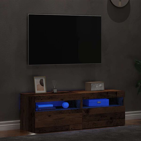 vidaXL Mobili Porta TV con LED 2 pz Legno Antico in Legno Multistrato