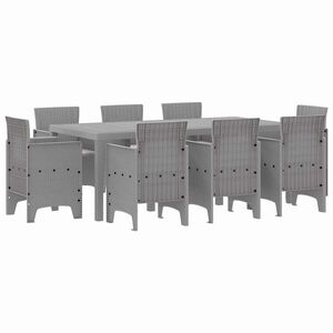 vidaXL Set da Pranzo per Giardino 9 pcs Grigio chiaro Polipropilene