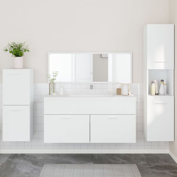 vidaXL Set Mobili da Bagno 4 pz Bianco in Legno Multistrato