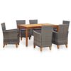 vidaXL Set Pranzo da Giardino 7 pz Polyrattan e Legno d'Acacia Grigio