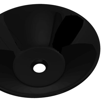 Lavandino da bagno in ceramica nera rotondo