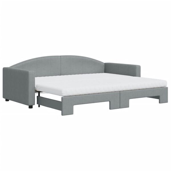 vidaXL Divano Letto Estraibile Materassi Grigio Chiaro 90x200 Tessuto