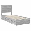 vidaXL Letto con Contenitore con testiera Grigio Sonoma 75 x 190 cm