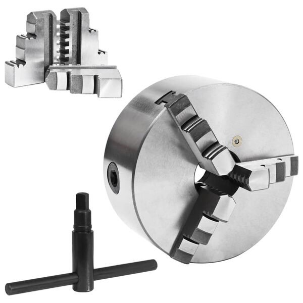 vidaXL Mandrino per Tornio a 3 Griffe Autocentrante 160 mm in Acciaio