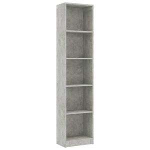 vidaXL Libreria 5 Ripiani Grigio Cemento 40x24x175cm Legno Multistrato