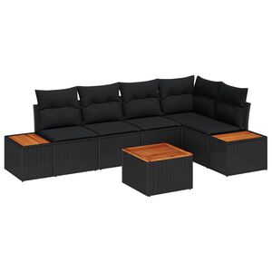 vidaXL Set Divano da Giardino con cuscino 6 pcs Nero Poly Rattan