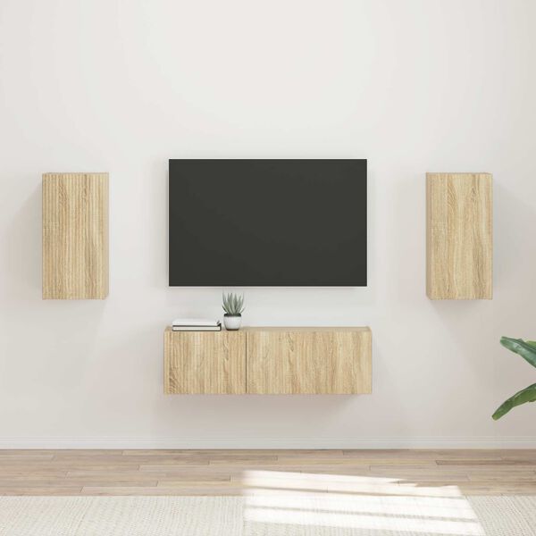 vidaXL Set di Mobiletto da TV a Parete 4 pcs Rovere Sonoma