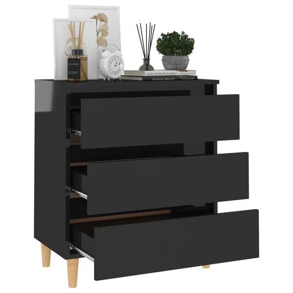 vidaXL Credenza Nero Lucido 60x35x69 cm in Legno Multistrato