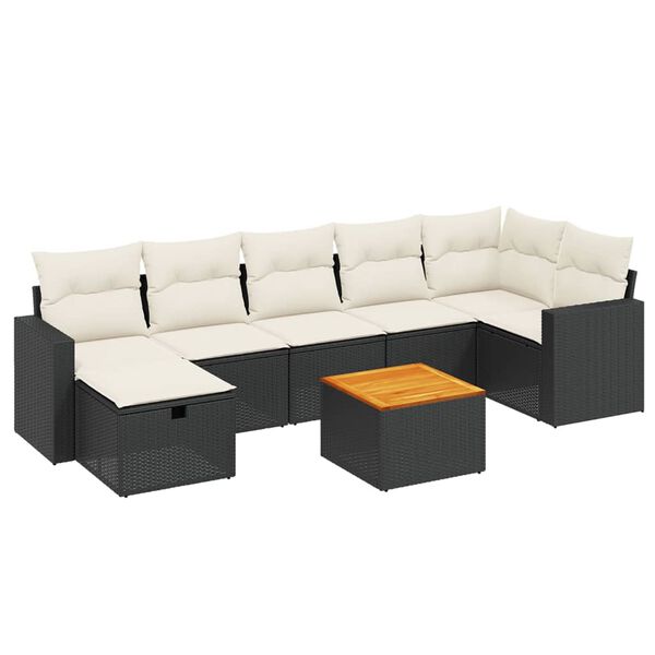 vidaXL Set Divani da Giardino con Cuscini 8 pz Nero in Polyrattan