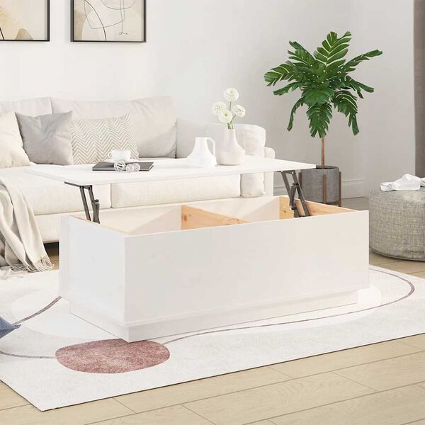 vidaXL Tavolino da Salotto Bianco 100x50x35 cm Legno Massello di Pino