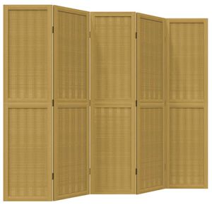 vidaXL Divisorio Ambienti 5 Pannelli Marrone Legno Massello Paulownia