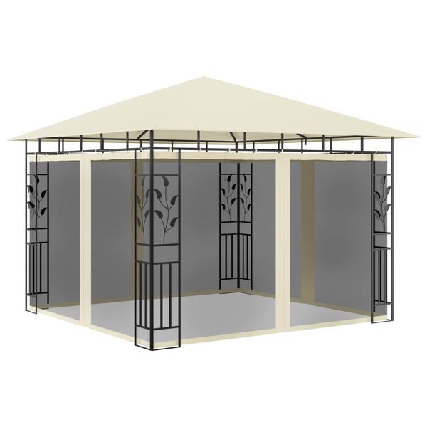 vidaXL Gazebo con Zanzariera e Luci LED 3x3x2,73 m Crema