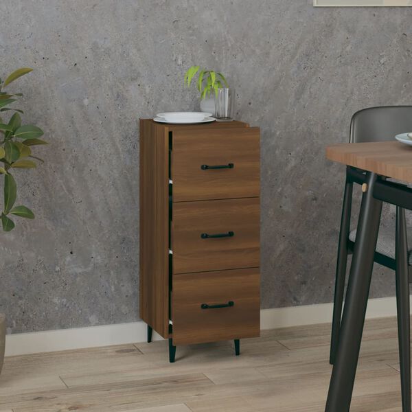 vidaXL Credenza Rovere Marrone 34,5x34x90 cm in Legno Multistrato