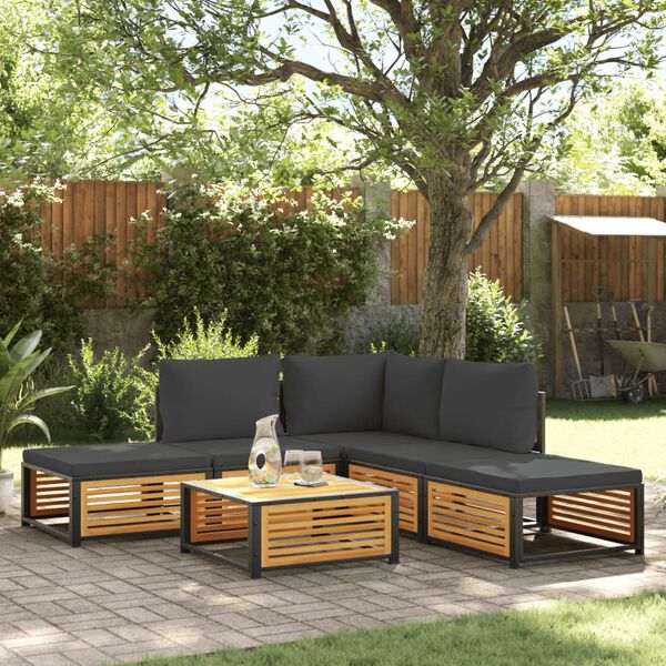 vidaXL Set Divano da Giardino 6 pz con Cuscini in Massello di Acacia