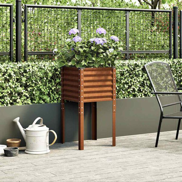 vidaXL Fioriera da giardino 45x45x88 cm in acciaio corten