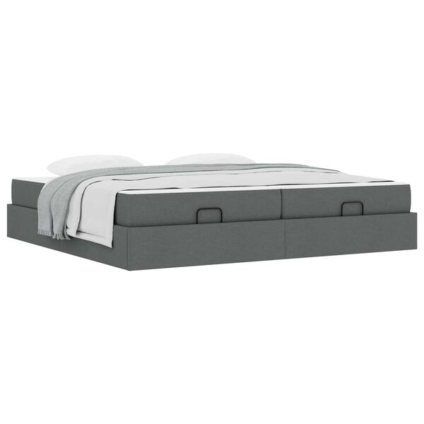 vidaXL Struttura letto con materasso 2 pcs Grigio Sfumato Tessuto