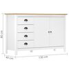vidaXL Credenza Hill Bianca 130x40x80 cm in Legno Massello di Pino