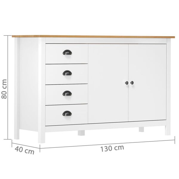 vidaXL Credenza Hill Bianca 130x40x80 cm in Legno Massello di Pino