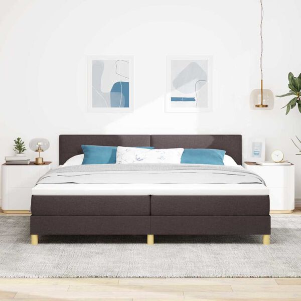 vidaXL Letto box spring con materasso Marrone scuro 200 x 200 cm