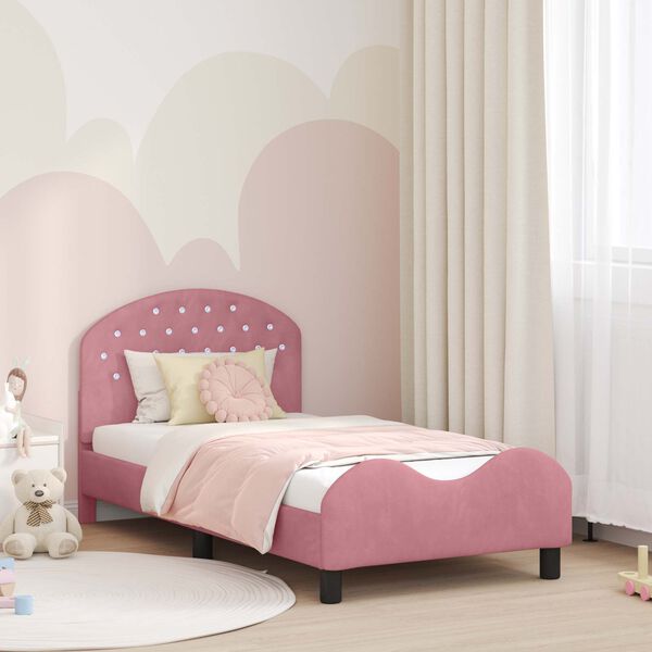 vidaXL Struttura letto bambini con testata Rosa 80 x 160 cm Velluto