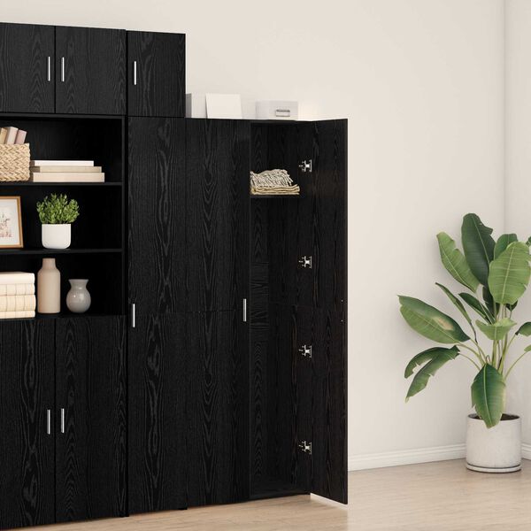 vidaXL Credenza Rovere nero 70 x 42.5 x 185 cm Legno multistrato