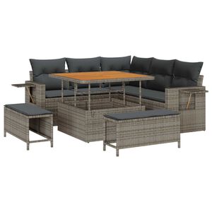 vidaXL Set Divano da Giardino con cuscino 8 pcs Grigio polyrattan