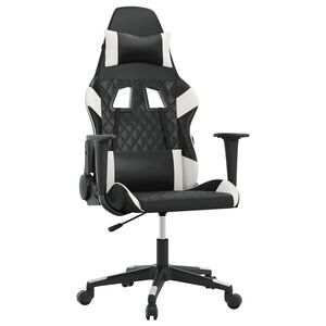 vidaXL Sedia da Gaming Massaggiante Nera e Bianca in Similpelle