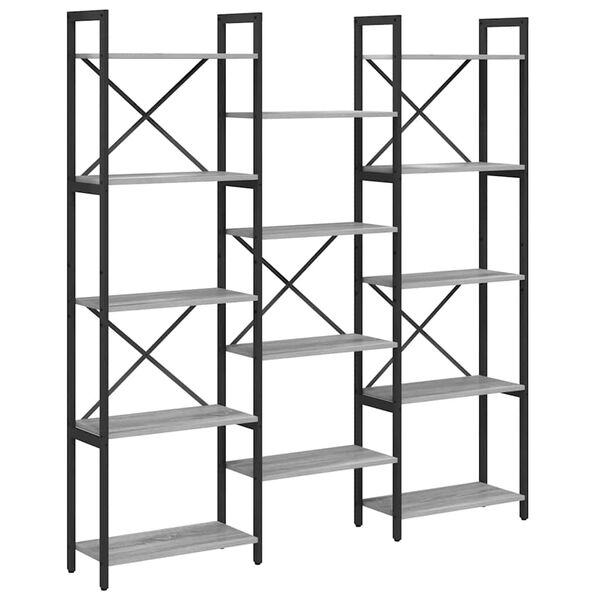 vidaXL Libreria Grigio sonoma 156 x 25 x 167 cm Legno multistrato