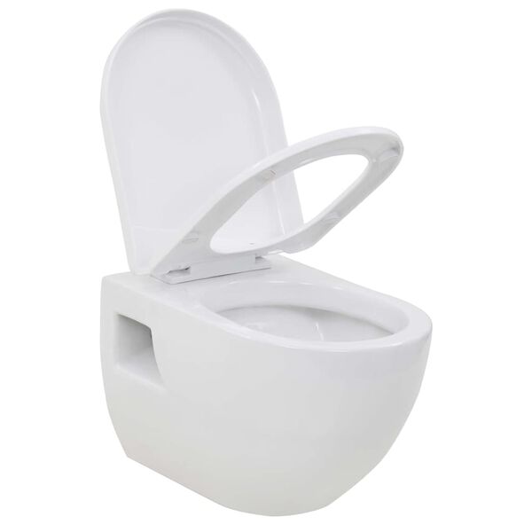 vidaXL WC Sospeso in Ceramica Bianca