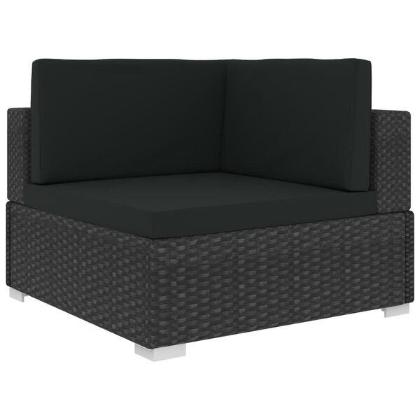 vidaXL Set Divani da Giardino 6 pz con Cuscini in Polyrattan Nero