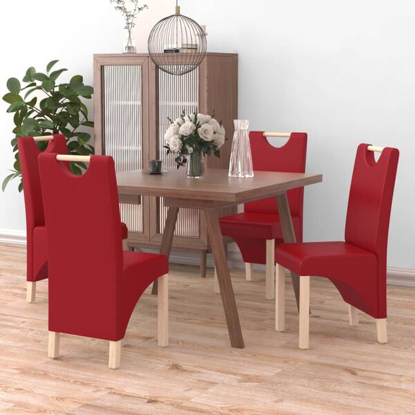 vidaXL Sedie da Pranzo 4 pz Rosso Vino in Similpelle