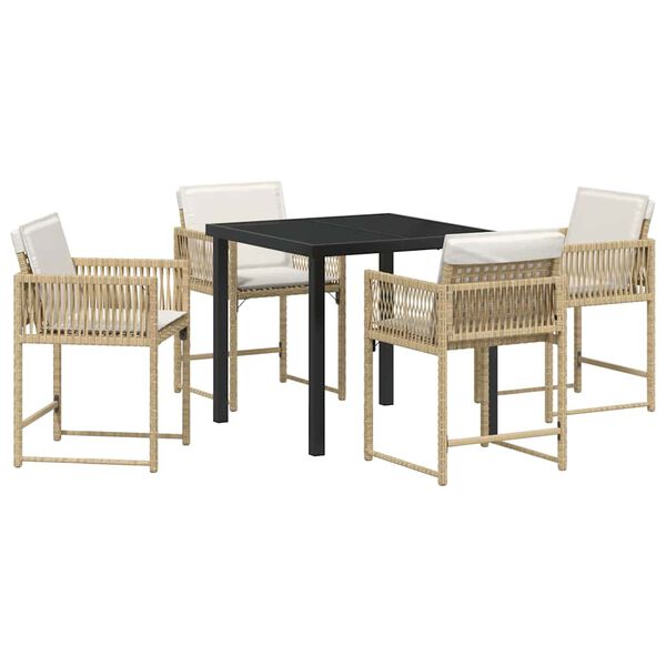 vidaXL Set da Pranzo per Giardino 5 pcs Beige polyrattan