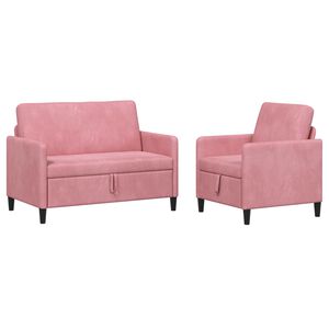 vidaXL Set di Divani con Storage 2 pz Rosa Poliestere
