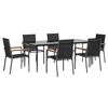 vidaXL Set da Pranzo da Giardino 7 pz Nero in Textilene e Acciaio