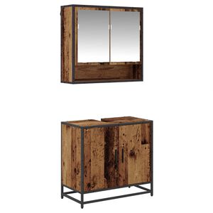vidaXL Set di mobili per il bagno 2 pz Legno vecchio 65 x 33 x 60 cm