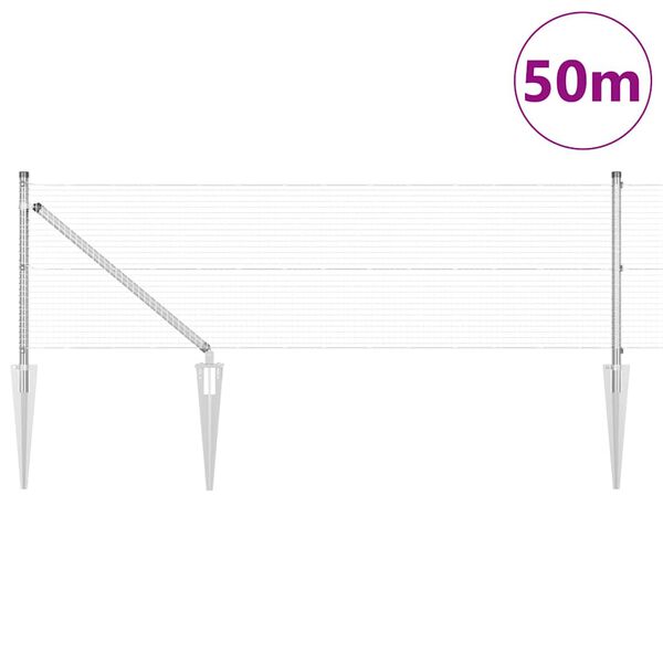 vidaXL Palo della recinzione Argento 50 x 0,8 m (rete 19 x 19 mm)