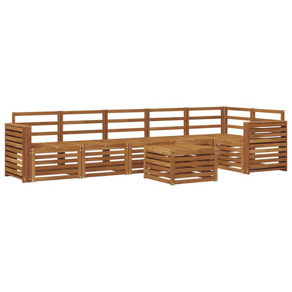 vidaXL Set divano sezionale 7 pcs Naturale Legno di Acacia Massello