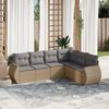 vidaXL Set Divano da Giardino 6 pz con Cuscini Beige in Polyrattan