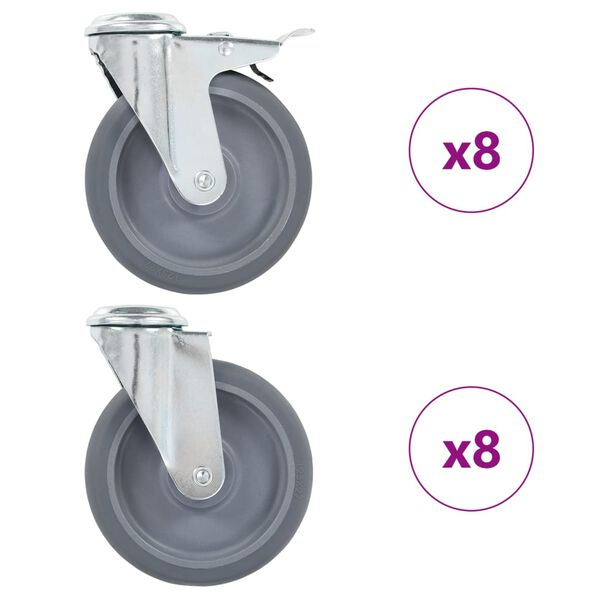 vidaXL Ruote Girevoli con Foro per Bullone 16 pz 125 mm