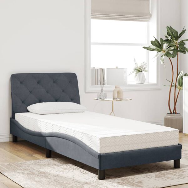 vidaXL Letto con Materasso Grigio Scuro 90x200 cm in Velluto