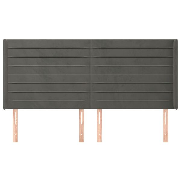 vidaXL Testiera ad Orecchio GrigioScuro 203x16x118/128cm in Velluto
