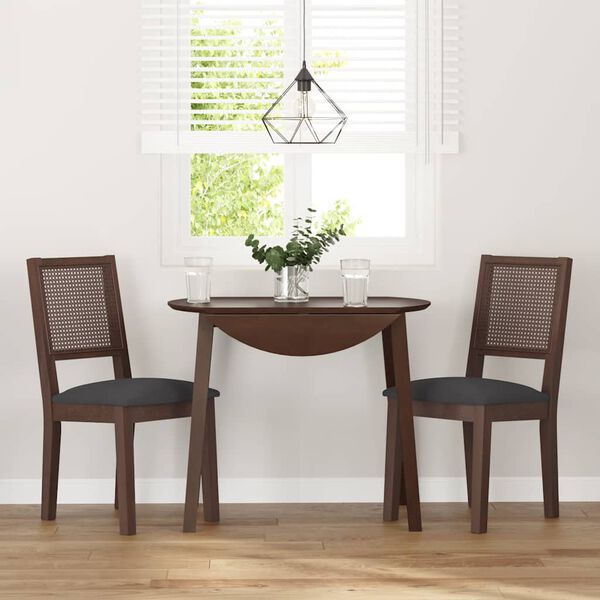 vidaXL Sedie da Pranzo con Cuscini 2pz Marrone Legno Massello di Hevea