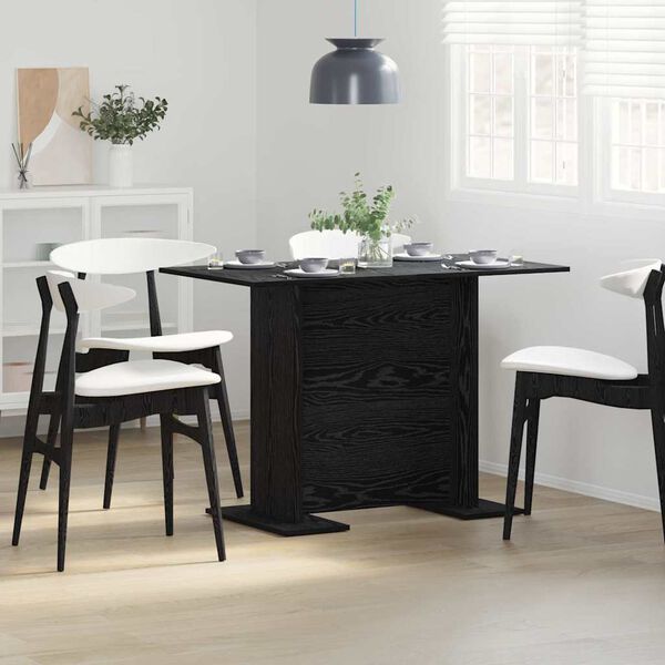 vidaXL Tavolo da pranzo Rovere nero 110 x 60 x 75 cm Legno multistrato