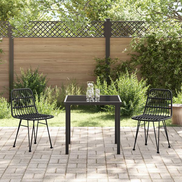 vidaXL Set da Pranzo per Giardino 3 pcs Nero