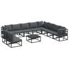 vidaXL Set Divano da Giardino 11 pz Nero Alluminio